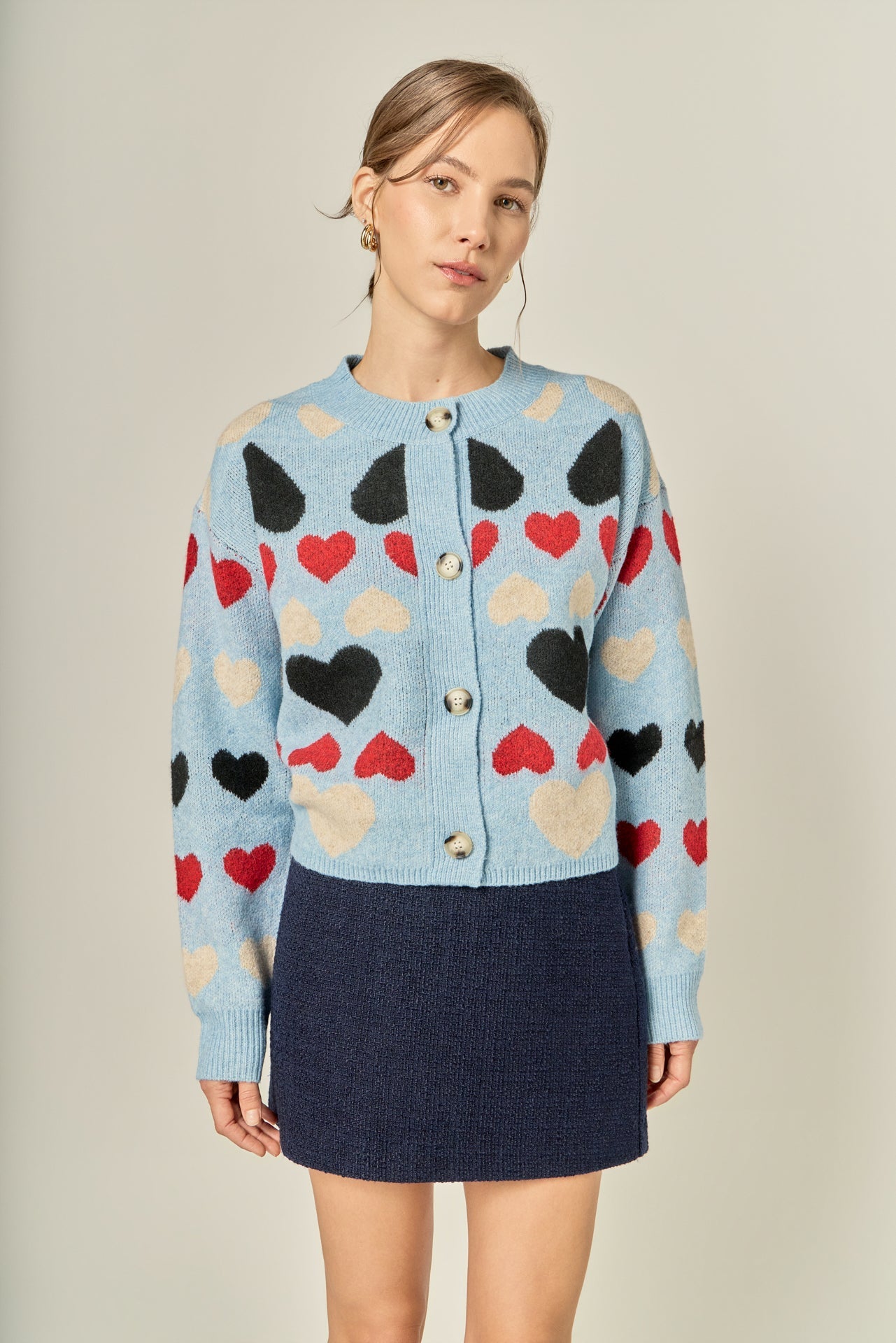 ENGLISH FACTORY - Crewneck Heart Cardigan - SWEATERS & KNITS available at Objectrare