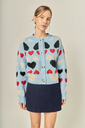 ENGLISH FACTORY - Crewneck Heart Cardigan - SWEATERS & KNITS available at Objectrare