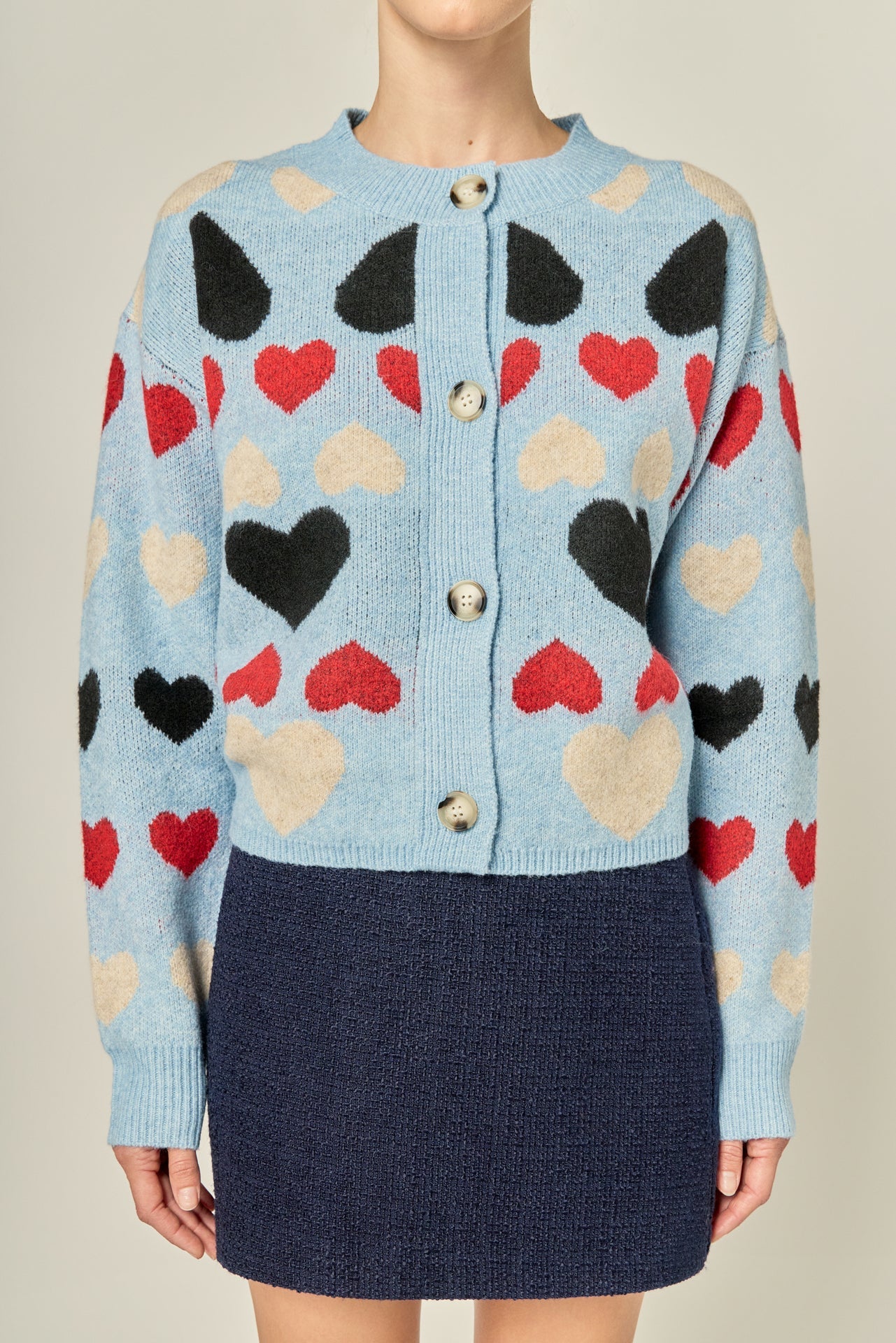 ENGLISH FACTORY - Crewneck Heart Cardigan - SWEATERS & KNITS available at Objectrare