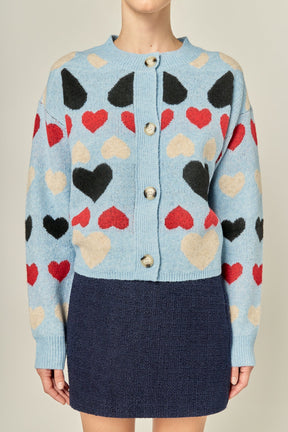 ENGLISH FACTORY - Crewneck Heart Cardigan - SWEATERS & KNITS available at Objectrare