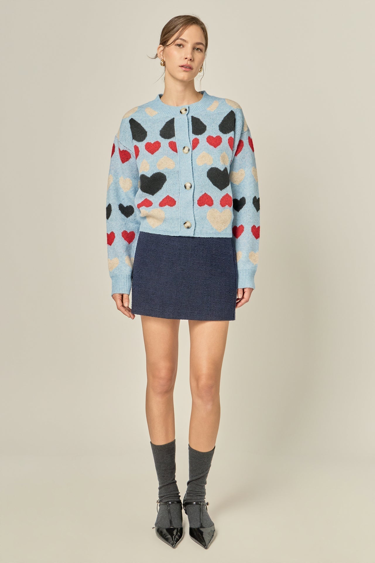 ENGLISH FACTORY - Crewneck Heart Cardigan - SWEATERS & KNITS available at Objectrare