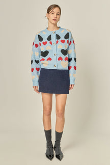 ENGLISH FACTORY - Crewneck Heart Cardigan - SWEATERS & KNITS available at Objectrare
