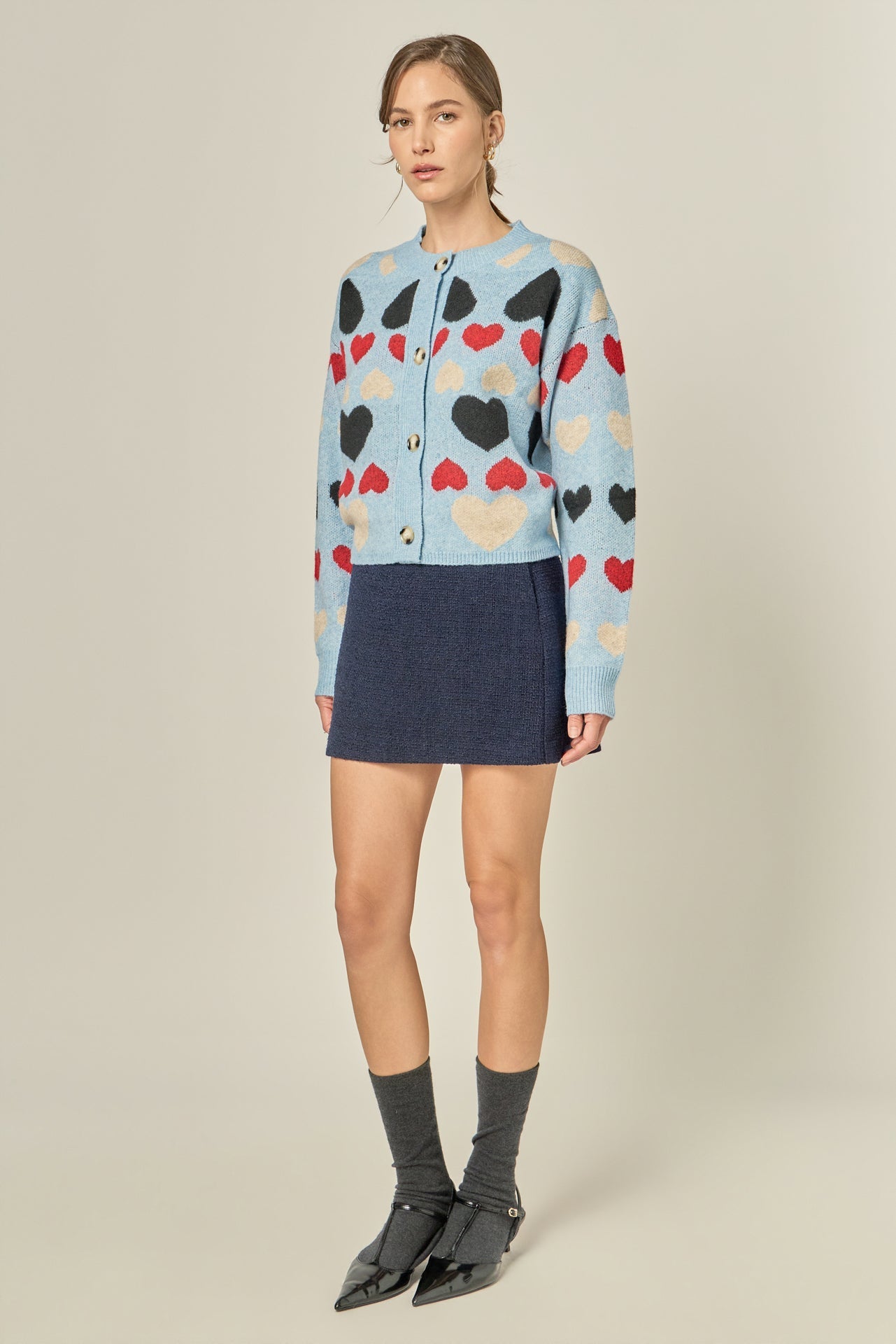 ENGLISH FACTORY - Crewneck Heart Cardigan - SWEATERS & KNITS available at Objectrare