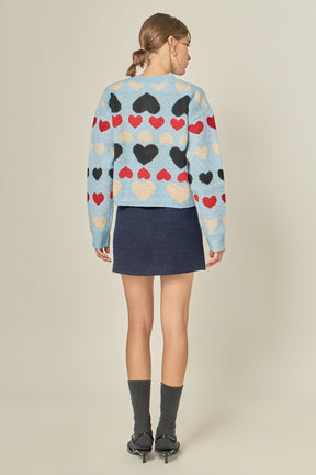 ENGLISH FACTORY - Crewneck Heart Cardigan - SWEATERS & KNITS available at Objectrare