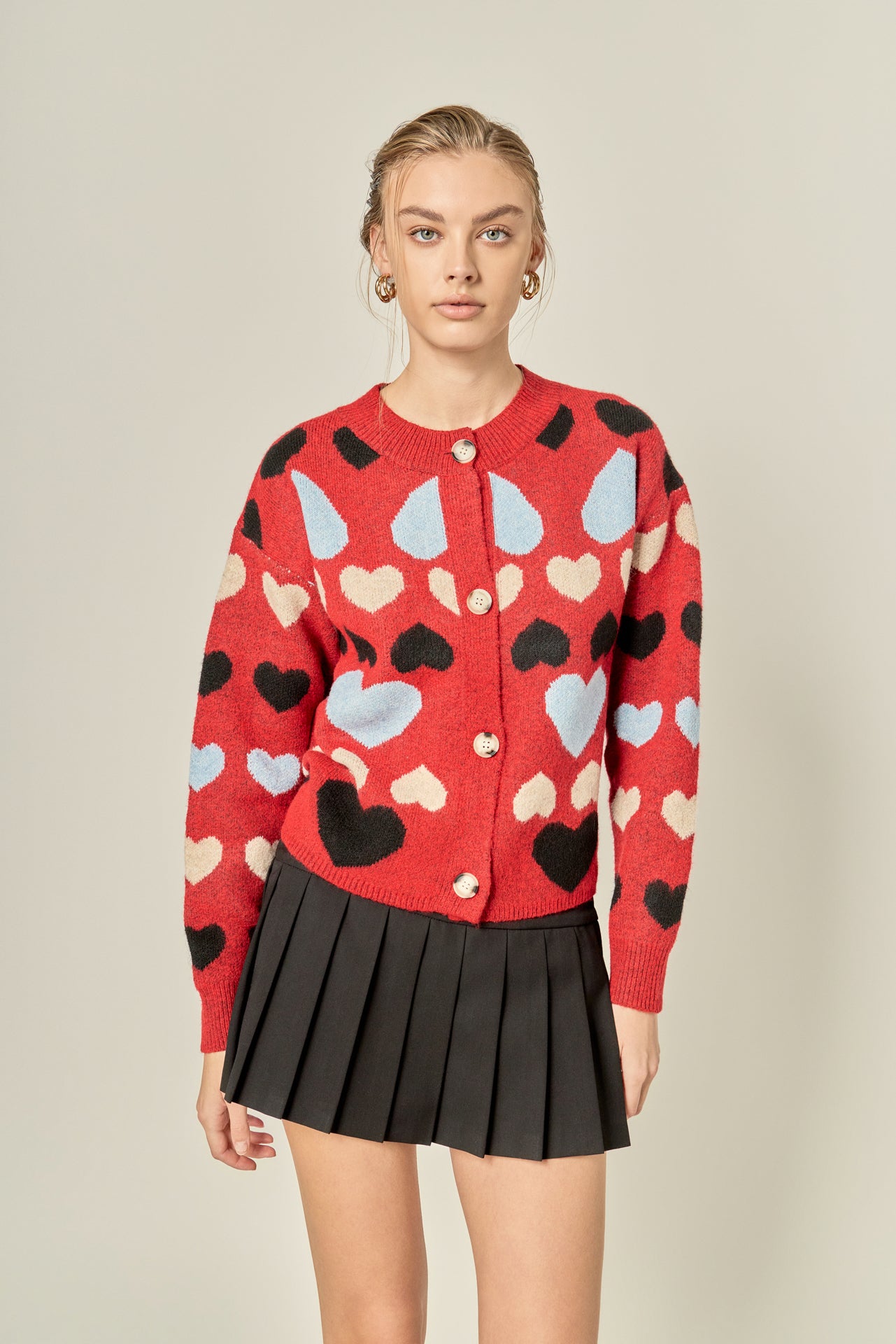 ENGLISH FACTORY - Crewneck Heart Cardigan - SWEATERS & KNITS available at Objectrare