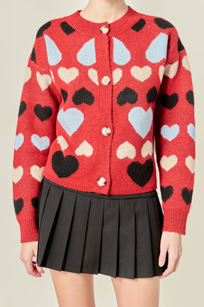 ENGLISH FACTORY - Crewneck Heart Cardigan - SWEATERS & KNITS available at Objectrare