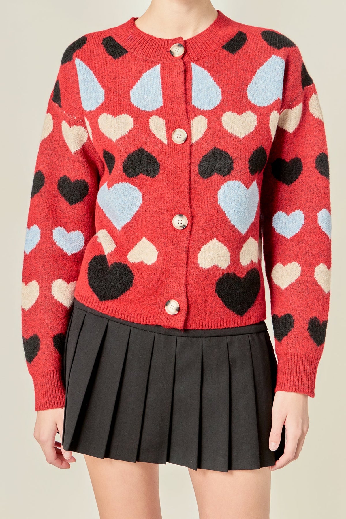 ENGLISH FACTORY - Crewneck Heart Cardigan - SWEATERS & KNITS available at Objectrare