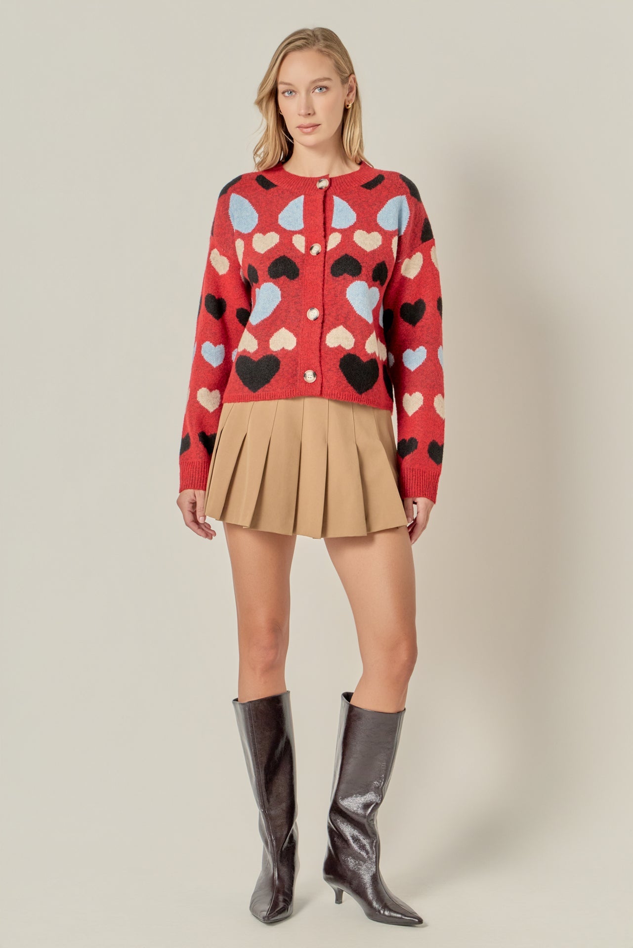 ENGLISH FACTORY - Crewneck Heart Cardigan - SWEATERS & KNITS available at Objectrare
