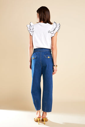 Merrow Stitch Ruffle Top