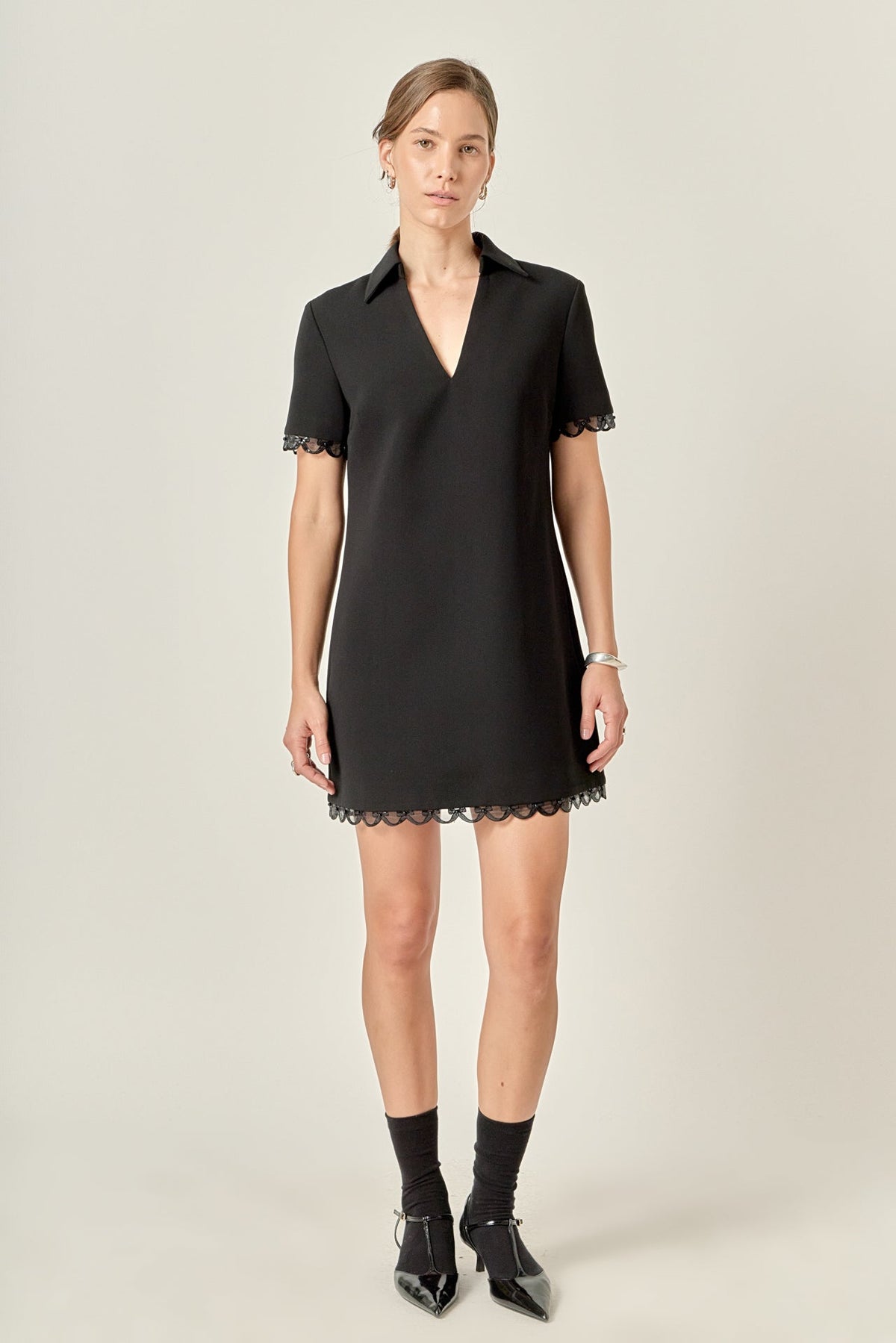 Margot Bow Scallop Hem Mini Dress