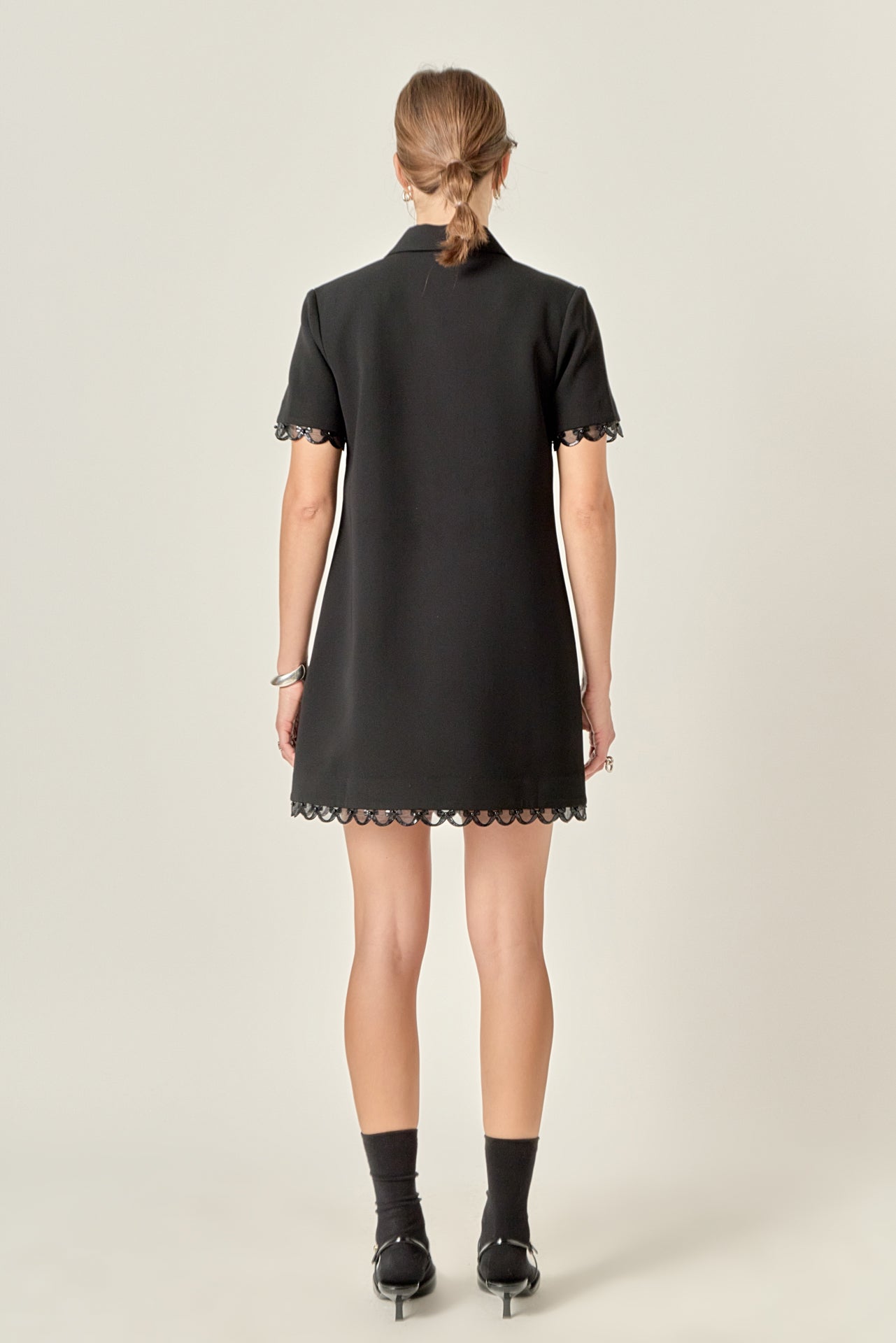 ENGLISH FACTORY - Margot Bow Scallop Hem Mini Dress - DRESSES available at Objectrare