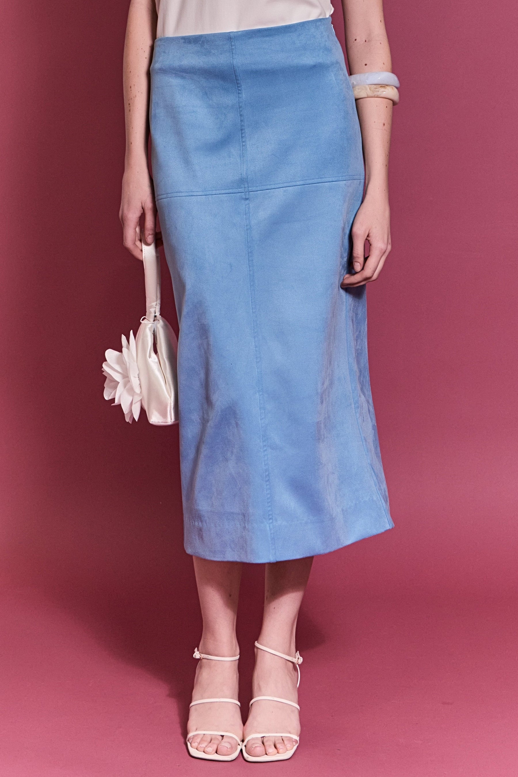 ENGLISH FACTORY - Faux Suede Midi Skirt - SKIRTS available at Objectrare