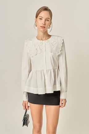 ENGLISH FACTORY - Bow Detail Poplin Blouse - TOPS available at Objectrare