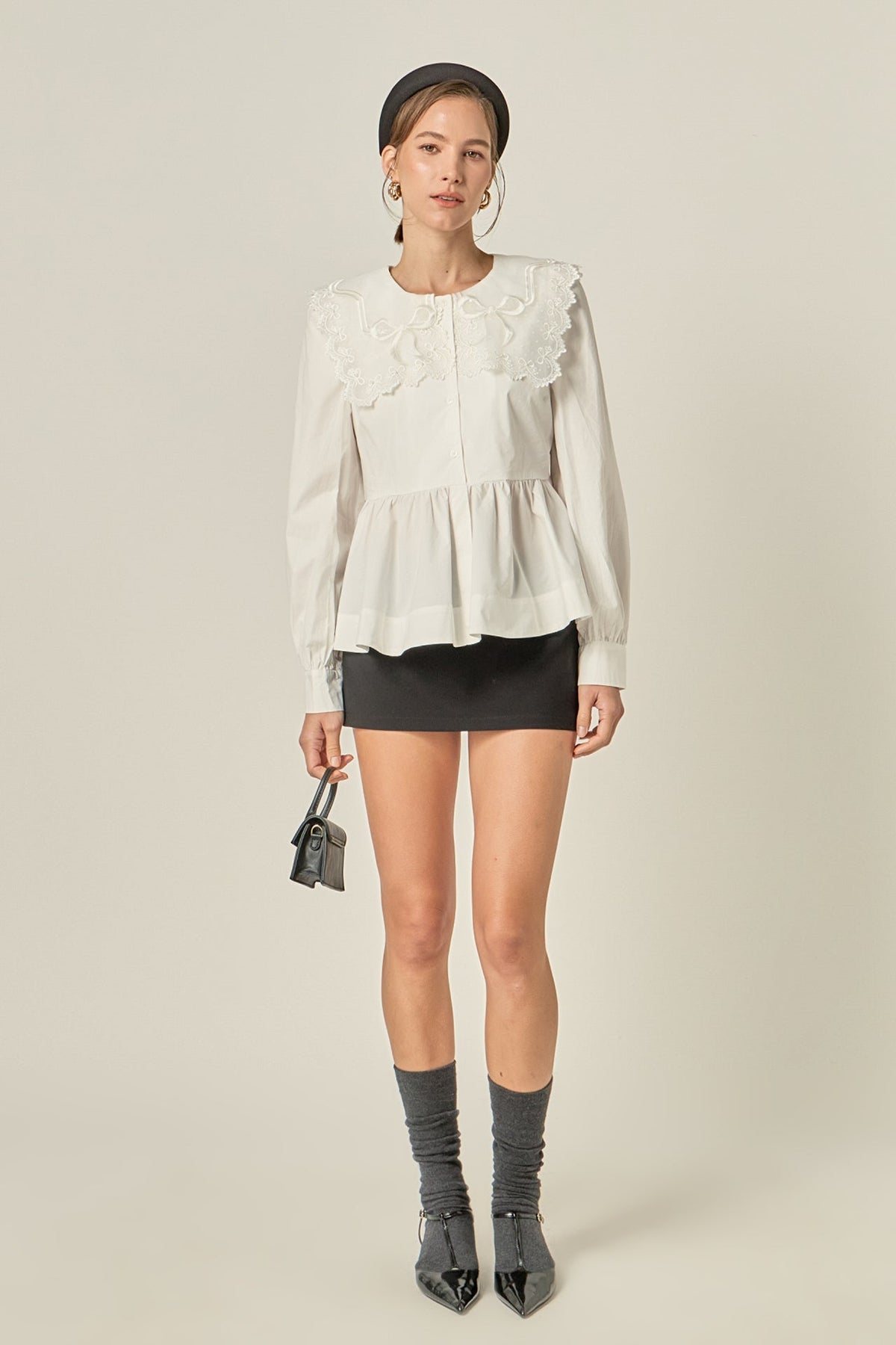 ENGLISH FACTORY - Bow Detail Poplin Blouse - TOPS available at Objectrare