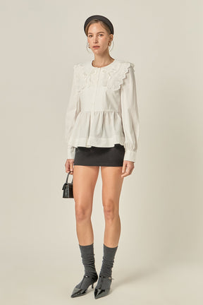 ENGLISH FACTORY - Bow Detail Poplin Blouse - TOPS available at Objectrare