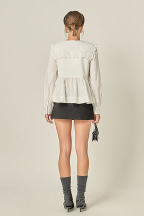 ENGLISH FACTORY - Bow Detail Poplin Blouse - TOPS available at Objectrare