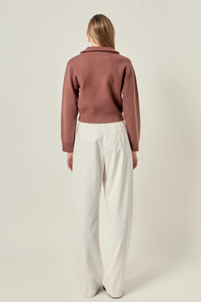 Zip-Up Funnel Neck Knit Jacket
