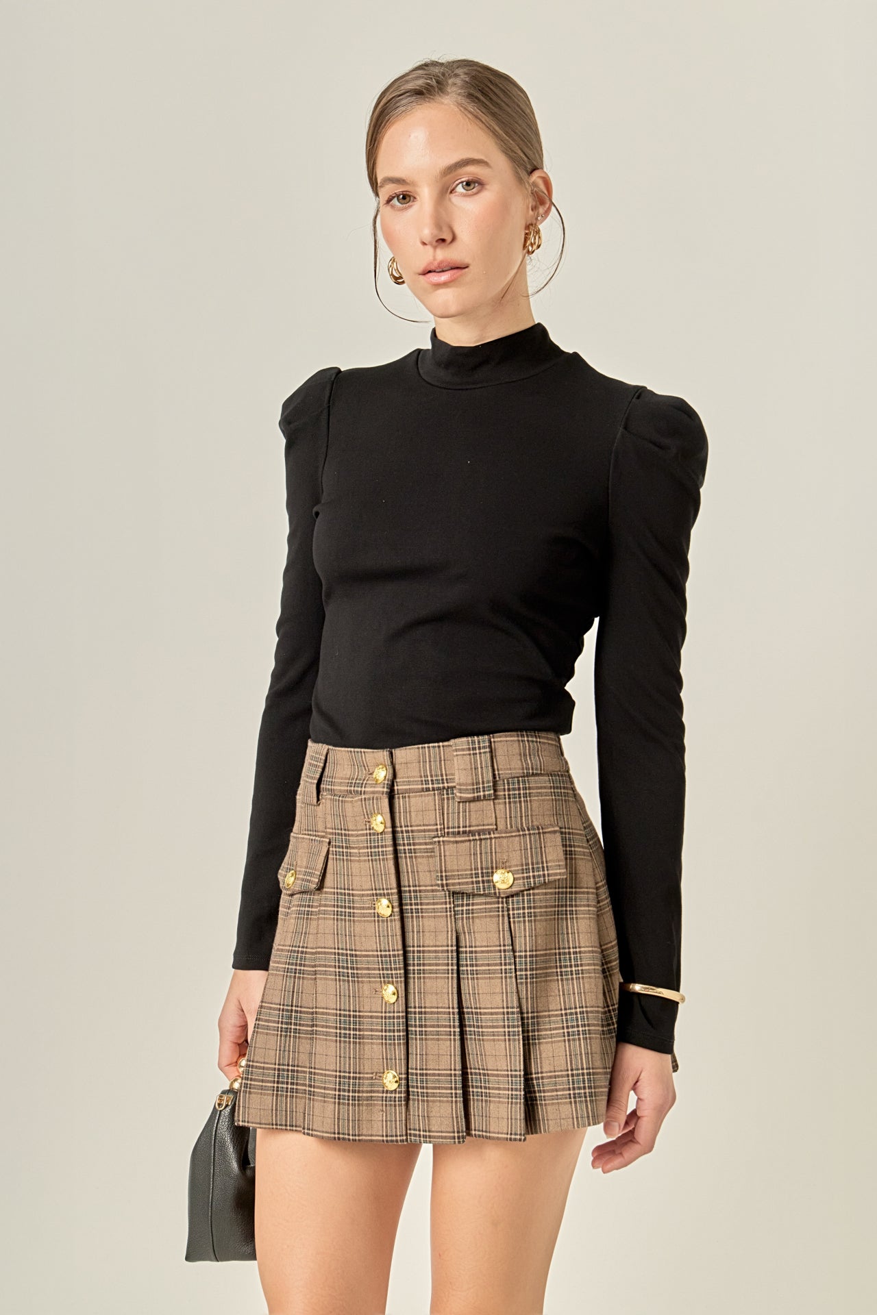 ENGLISH FACTORY - Madeline Check Pleated Mini Skort - SKORTS available at Objectrare