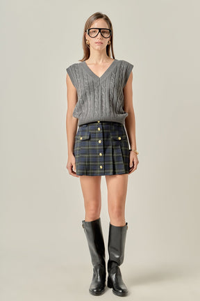 ENGLISH FACTORY - Madeline Check Pleated Mini Skort - SKORTS available at Objectrare