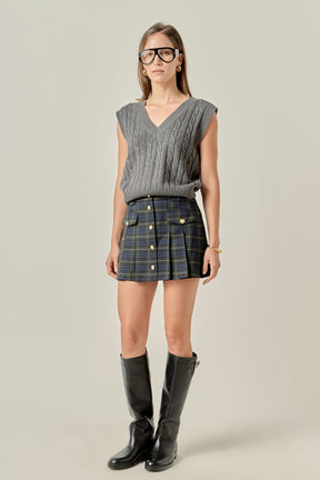 ENGLISH FACTORY - Madeline Check Pleated Mini Skort - SKORTS available at Objectrare