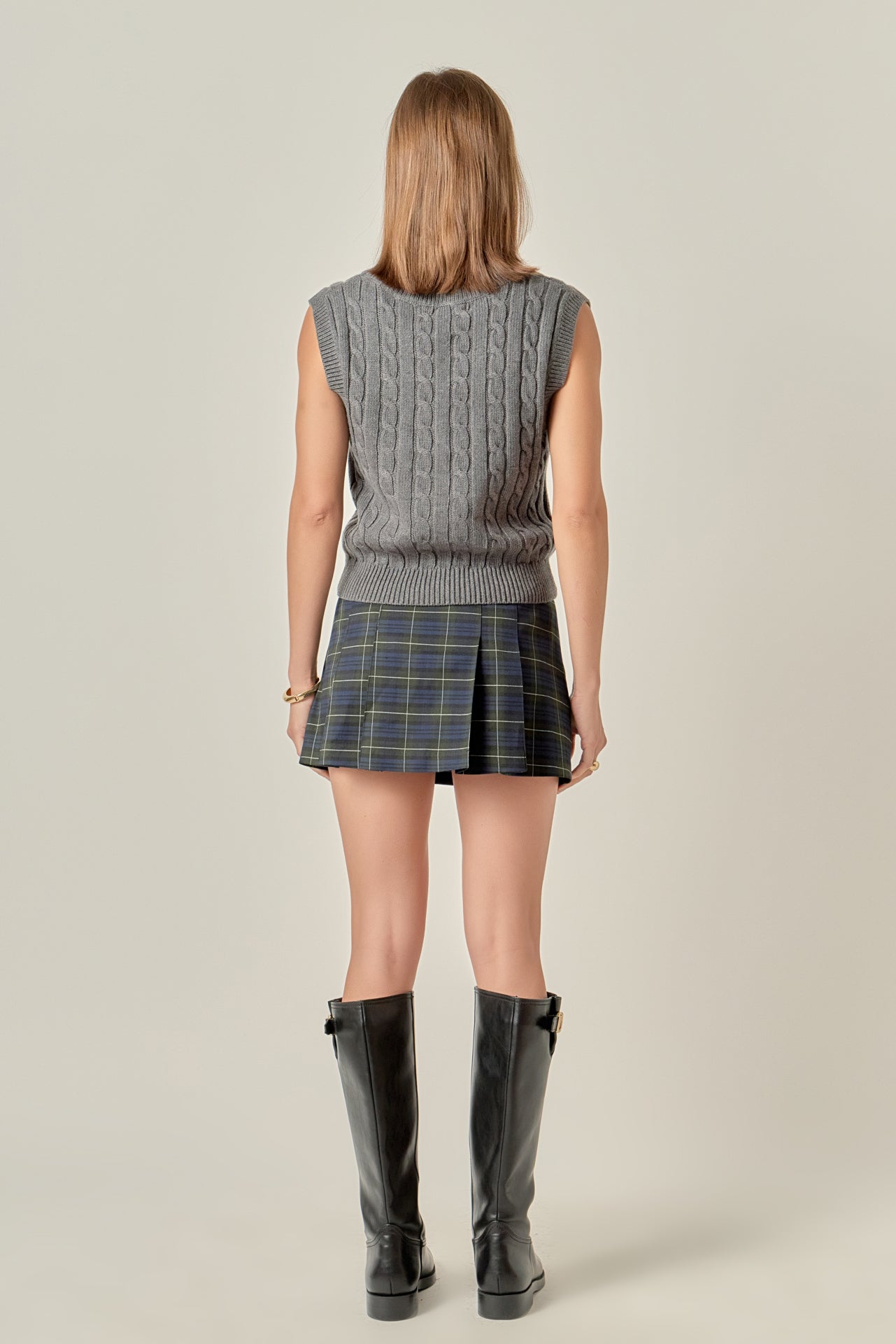 ENGLISH FACTORY - Madeline Check Pleated Mini Skort - SKORTS available at Objectrare