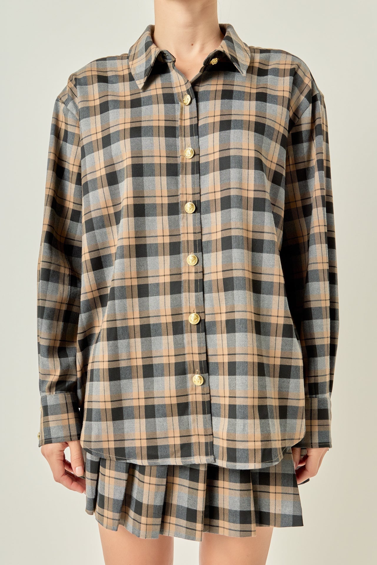 ENGLISH FACTORY - Check Shacket - TOPS available at Objectrare