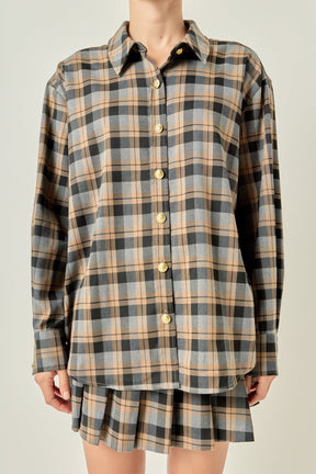 ENGLISH FACTORY - Check Shacket - TOPS available at Objectrare
