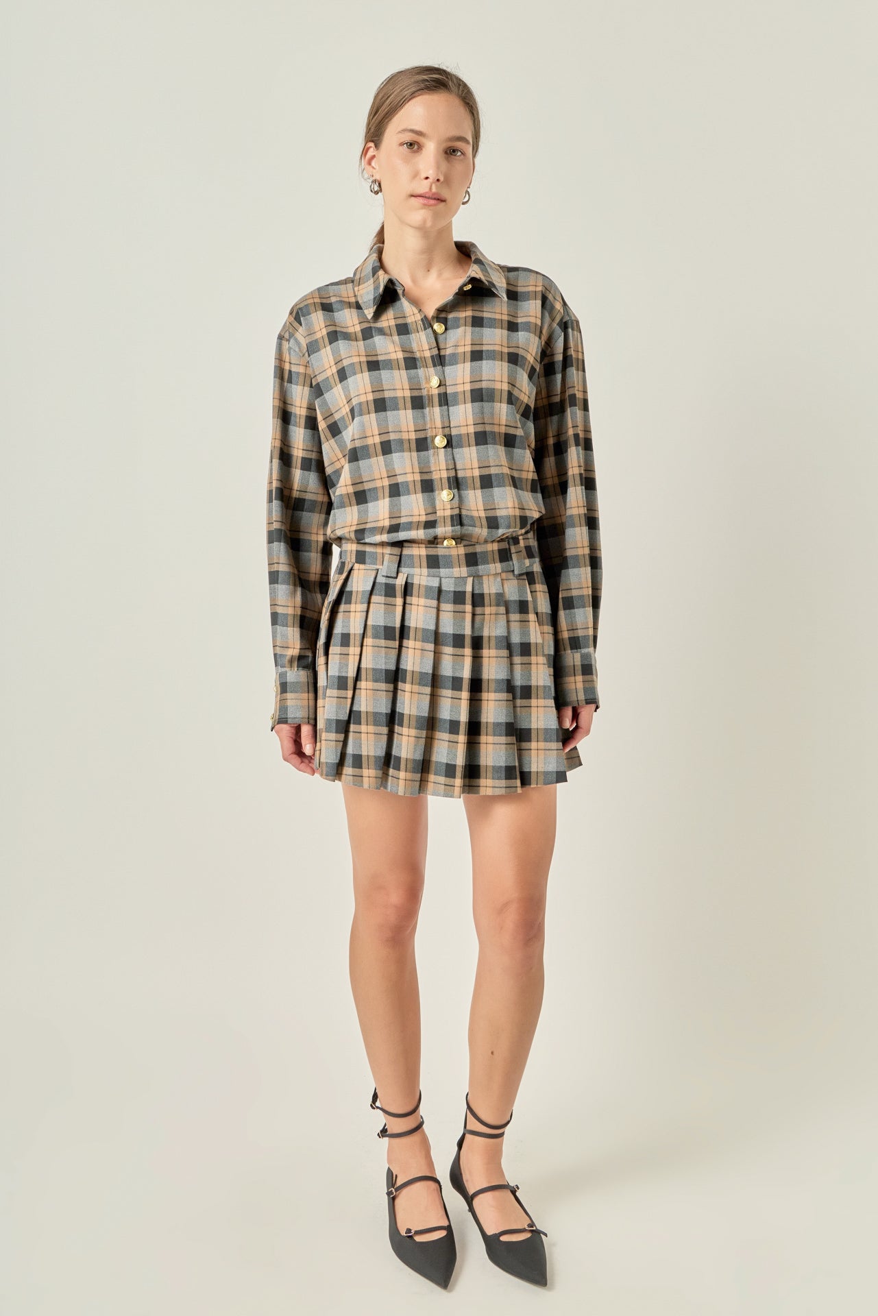 ENGLISH FACTORY - Check Shacket - TOPS available at Objectrare