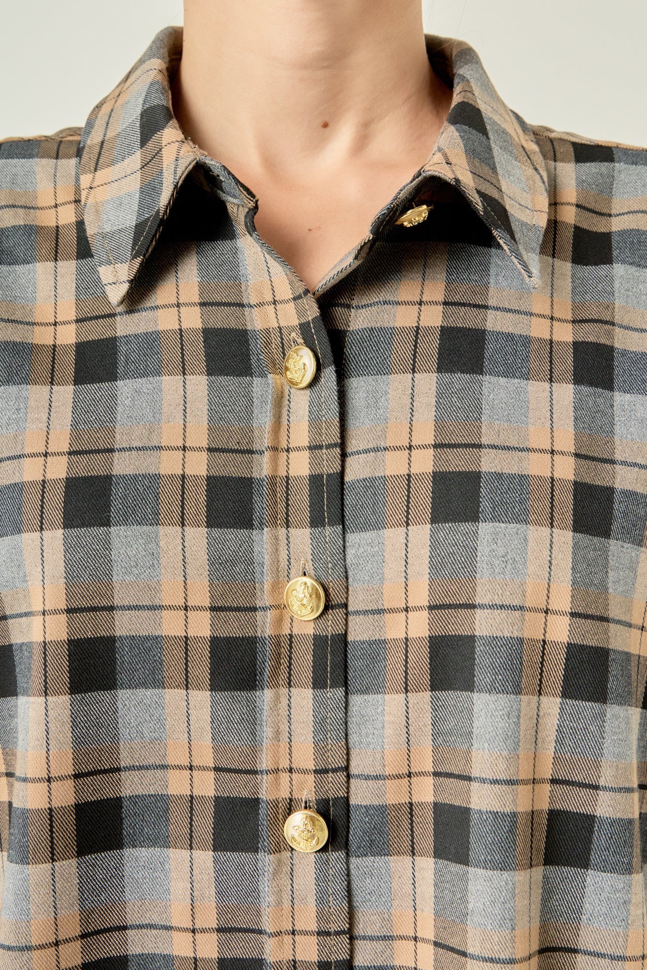ENGLISH FACTORY - Check Shacket - TOPS available at Objectrare