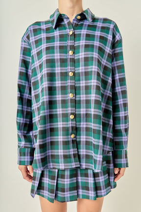 ENGLISH FACTORY - Check Shacket - TOPS available at Objectrare