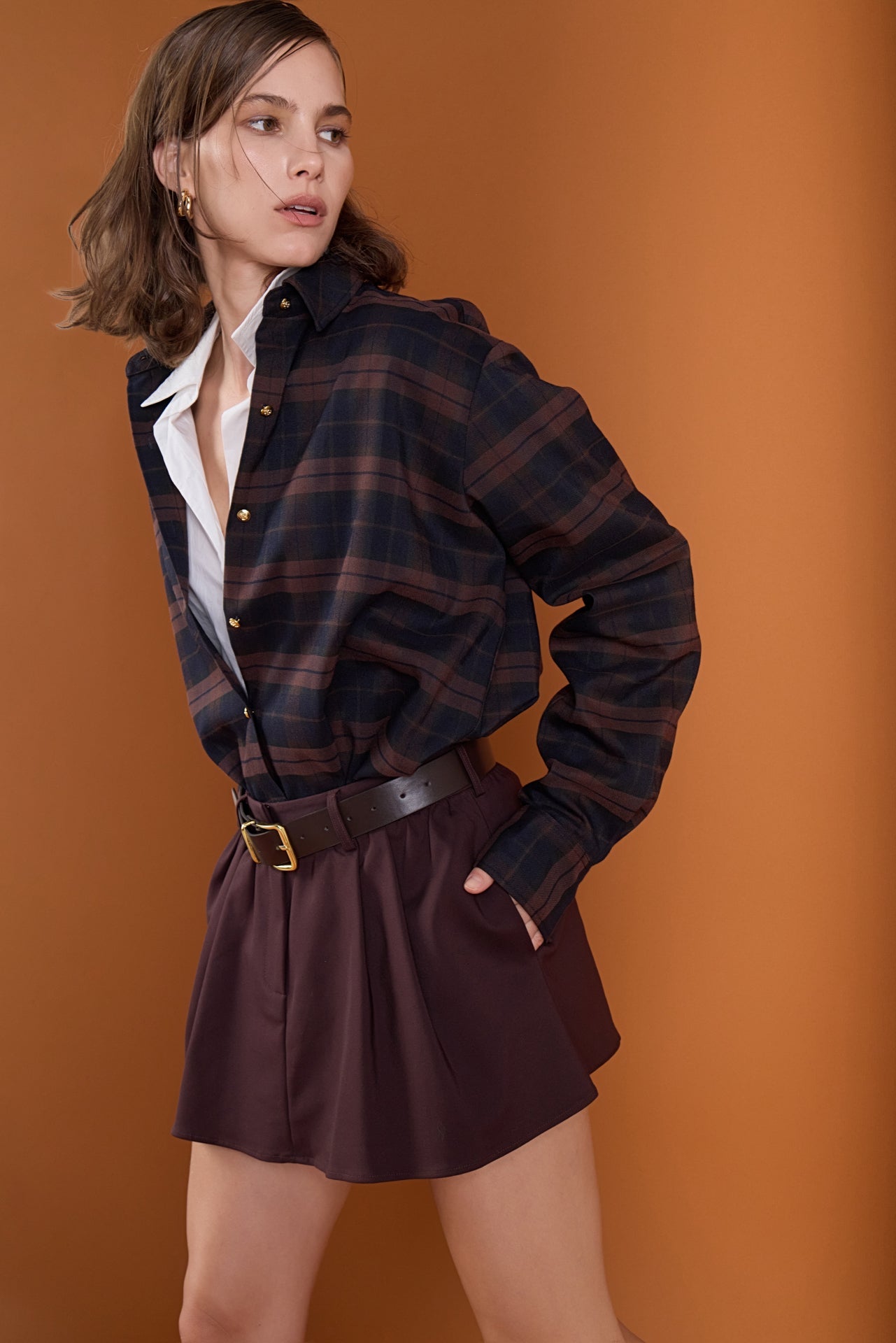 ENGLISH FACTORY - Check Shacket - TOPS available at Objectrare