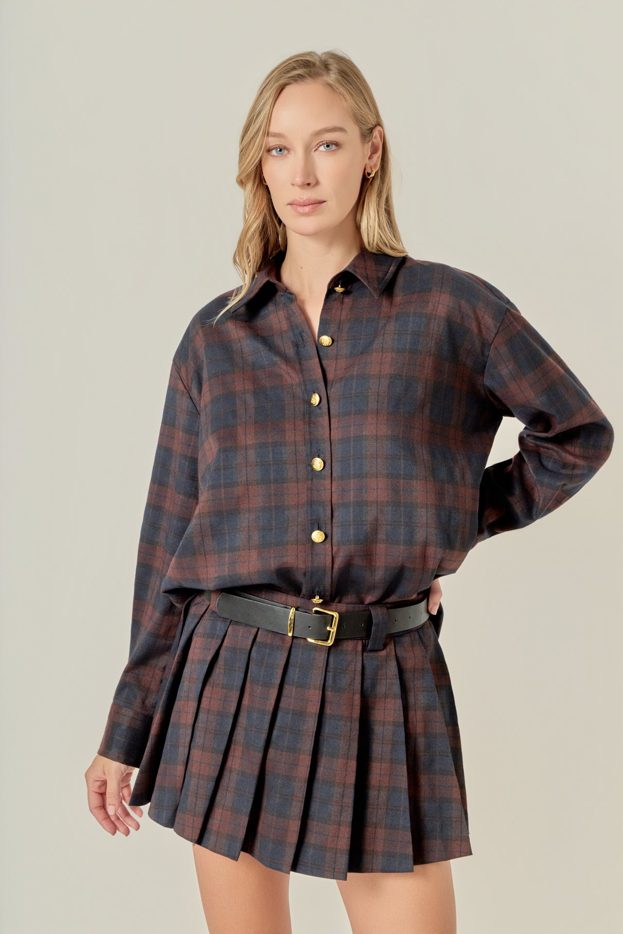 ENGLISH FACTORY - Check Shacket - TOPS available at Objectrare