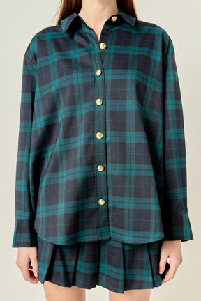 ENGLISH FACTORY - Check Shacket - TOPS available at Objectrare