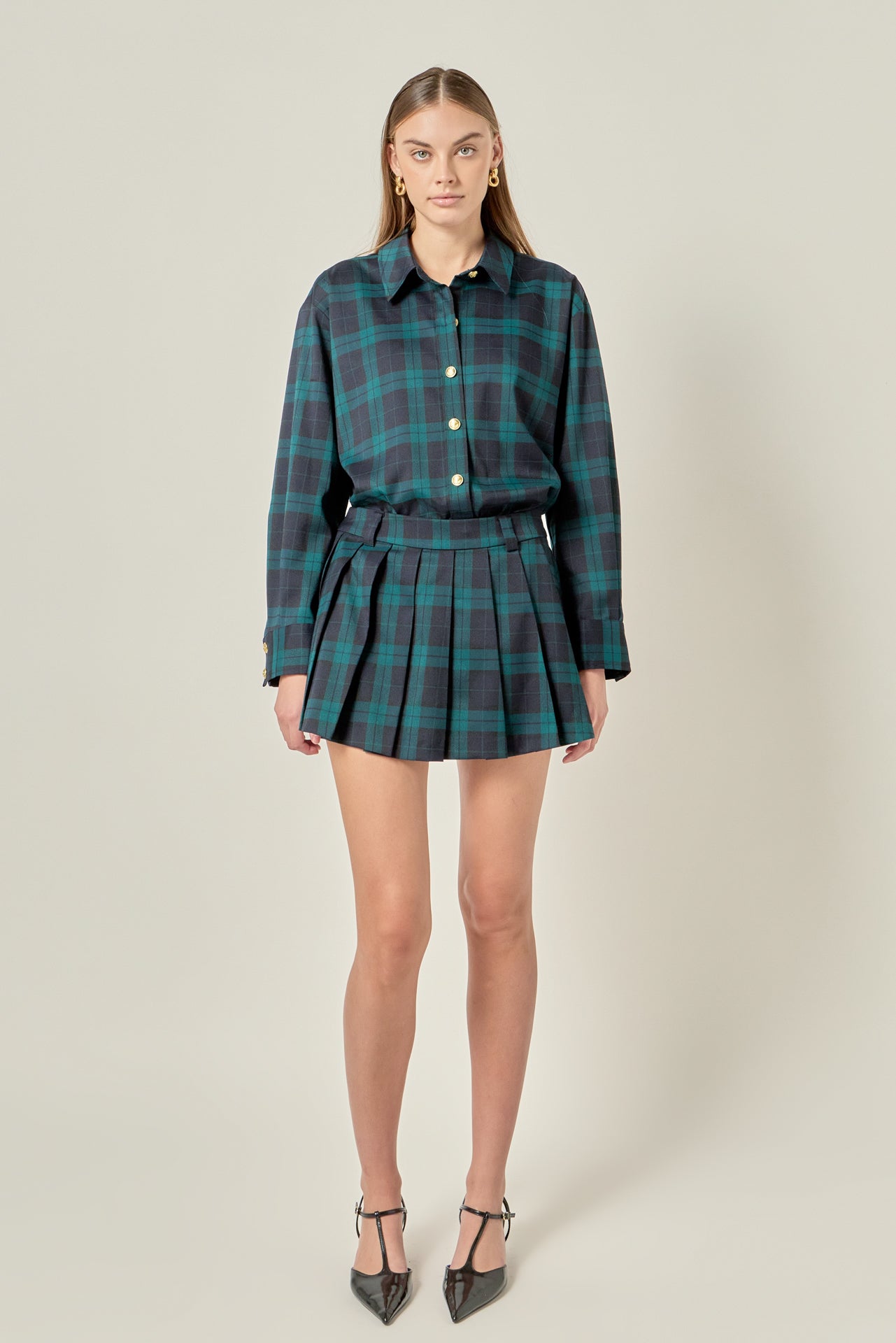 ENGLISH FACTORY - Check Shacket - TOPS available at Objectrare