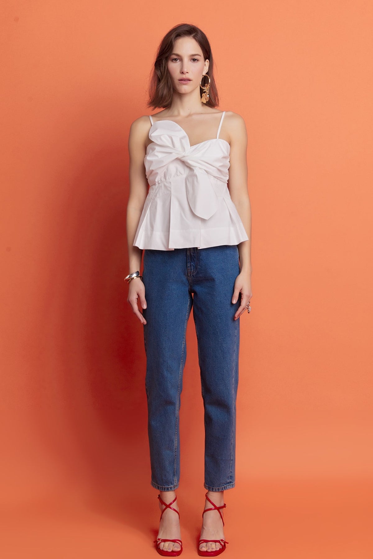 ENGLISH FACTORY - Tie Sleeveless Peplum Top - TOPS available at Objectrare