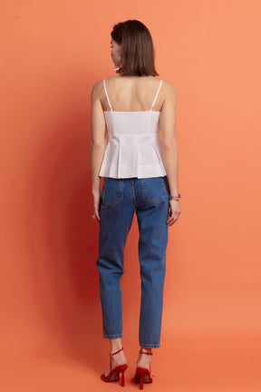 ENGLISH FACTORY - Tie Sleeveless Peplum Top - TOPS available at Objectrare