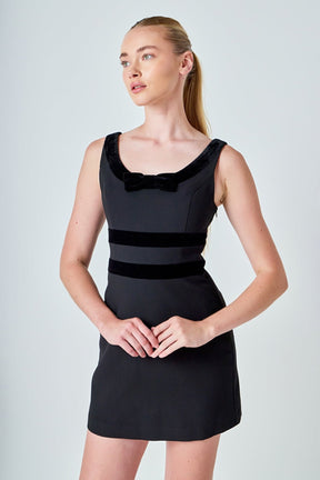ENDLESS ROSE - Velvet Bow Mini Dress - DRESSES available at Objectrare