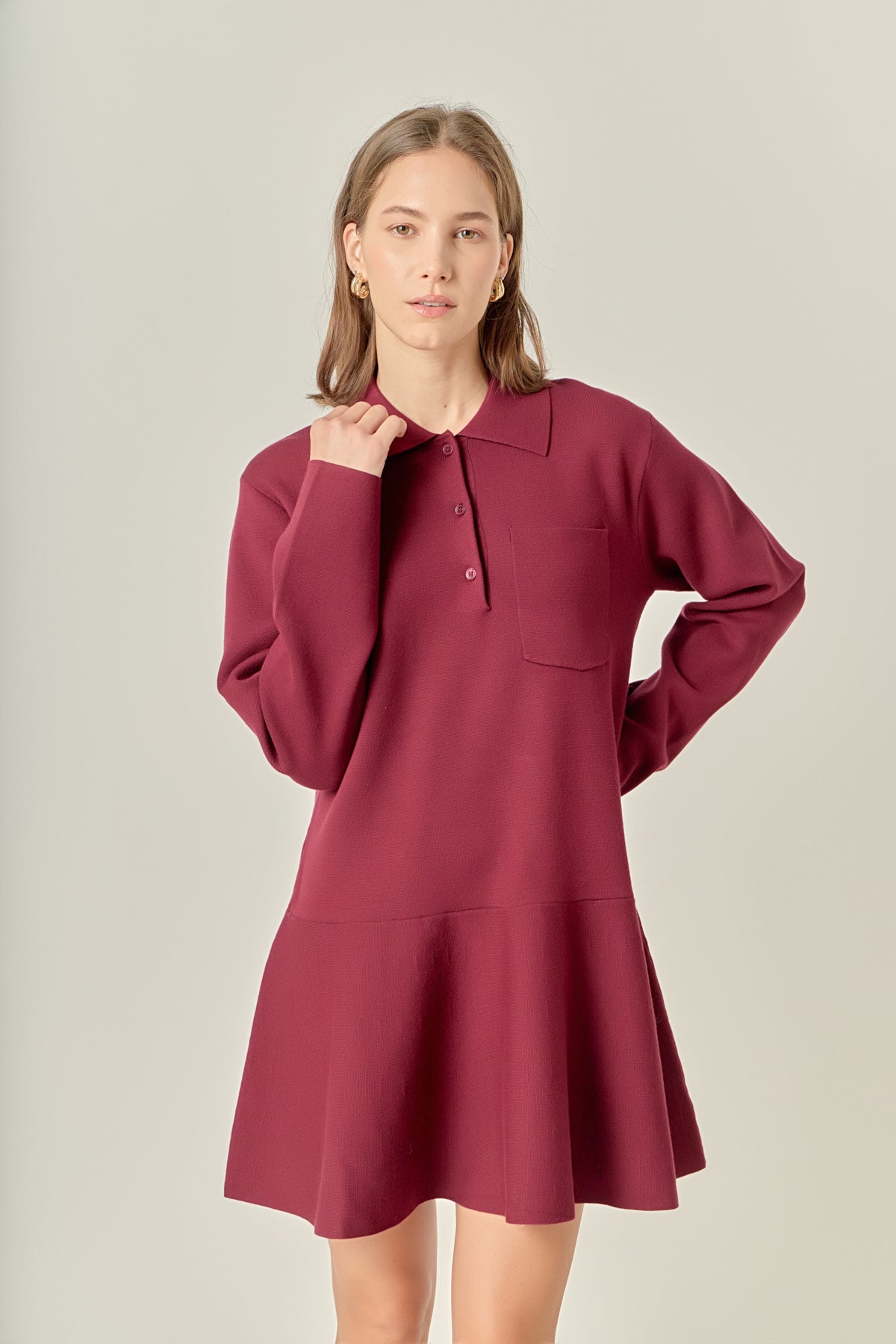 Collared Knit Mini Dress