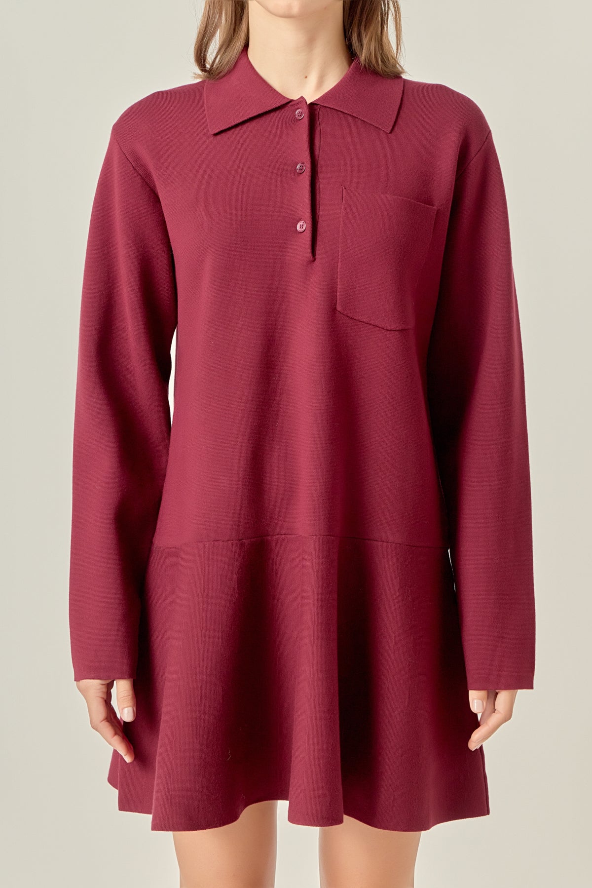 Collared Knit Mini Dress