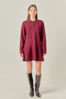 ENGLISH FACTORY - Collared Knit Mini Dress - DRESSES available at Objectrare