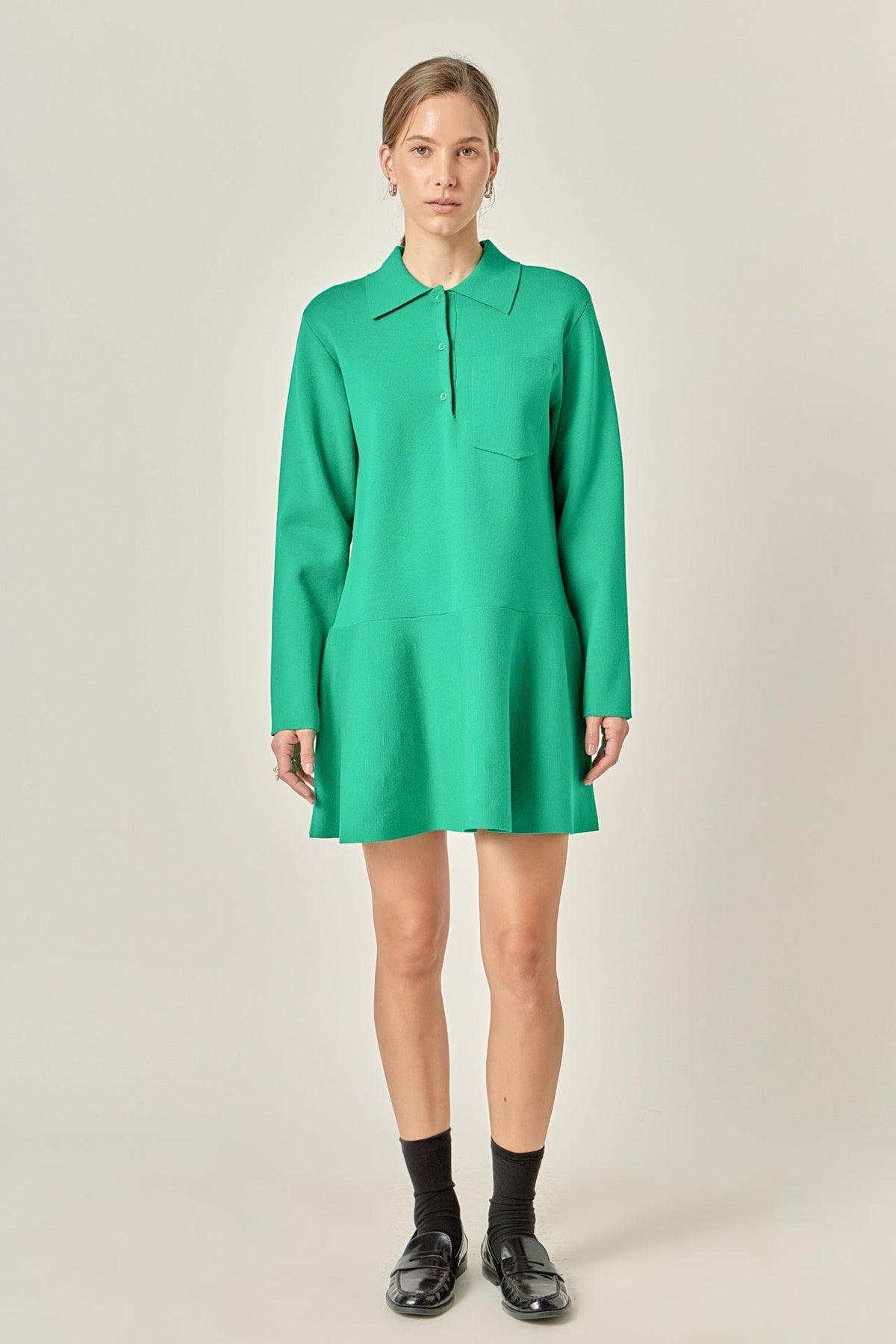 ENGLISH FACTORY - Collared Knit Mini Dress - DRESSES available at Objectrare