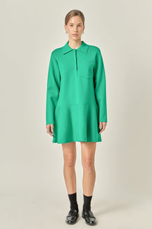 ENGLISH FACTORY - Collared Knit Mini Dress - DRESSES available at Objectrare
