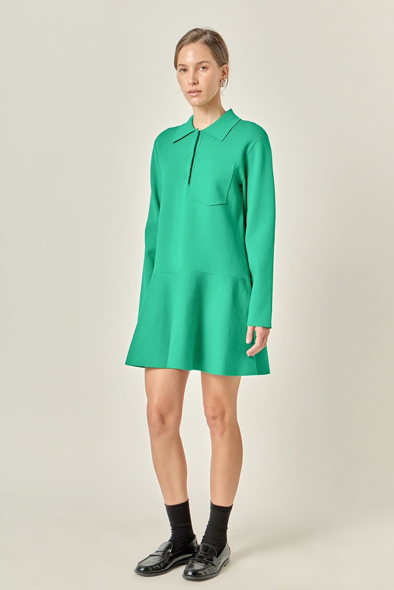 ENGLISH FACTORY - Collared Knit Mini Dress - DRESSES available at Objectrare