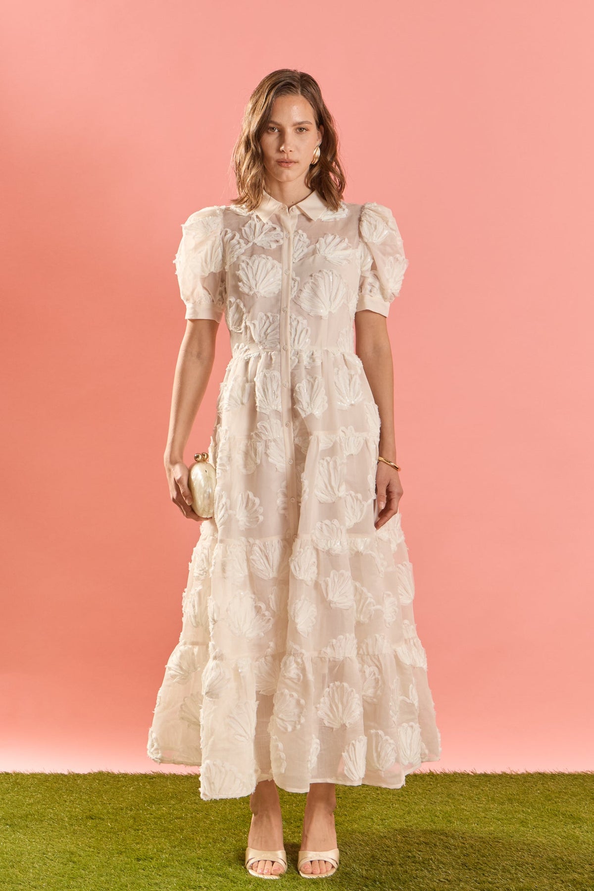 ENGLISH FACTORY - Embroidered Shell Midi Shirt Dress - DRESSES available at Objectrare