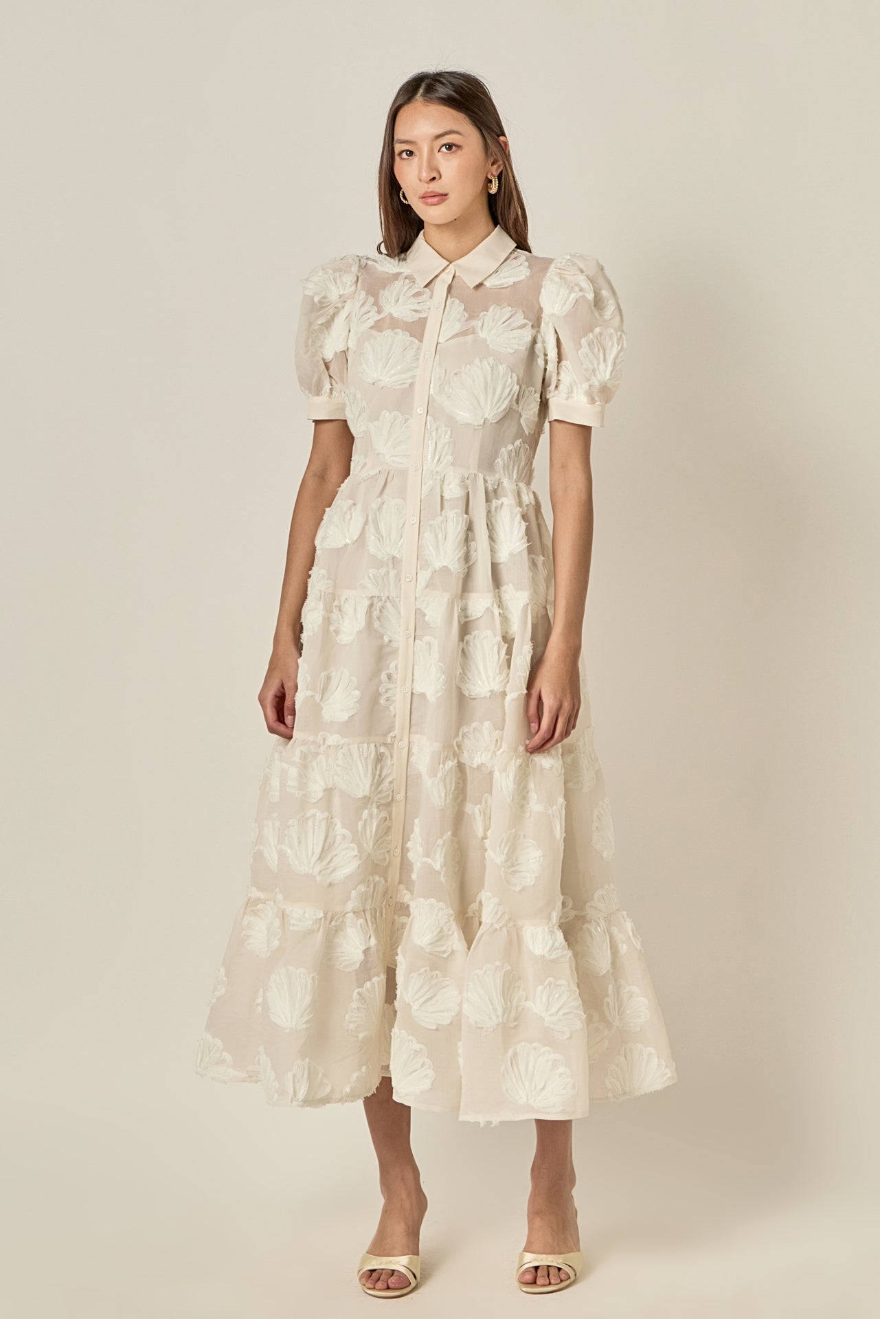 ENGLISH FACTORY - Embroidered Shell Midi Shirt Dress - DRESSES available at Objectrare