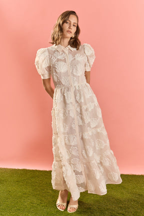 Embroidered Shell Midi Shirt Dress