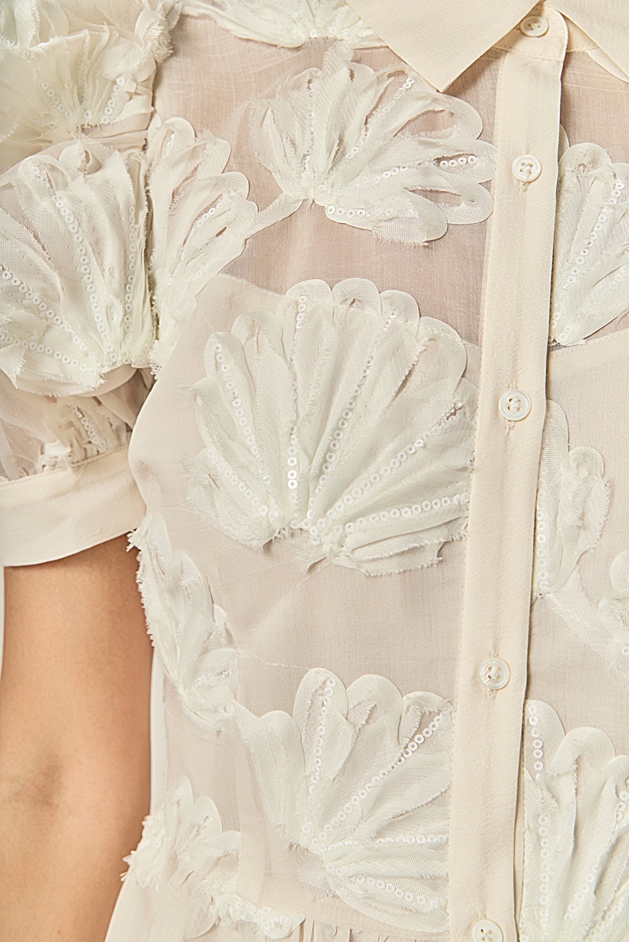 Embroidered Shell Midi Shirt Dress