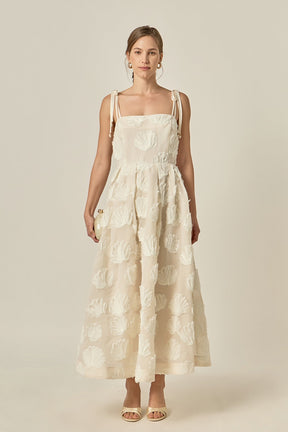 Embroidered Shell Sleeveless Midi Dress