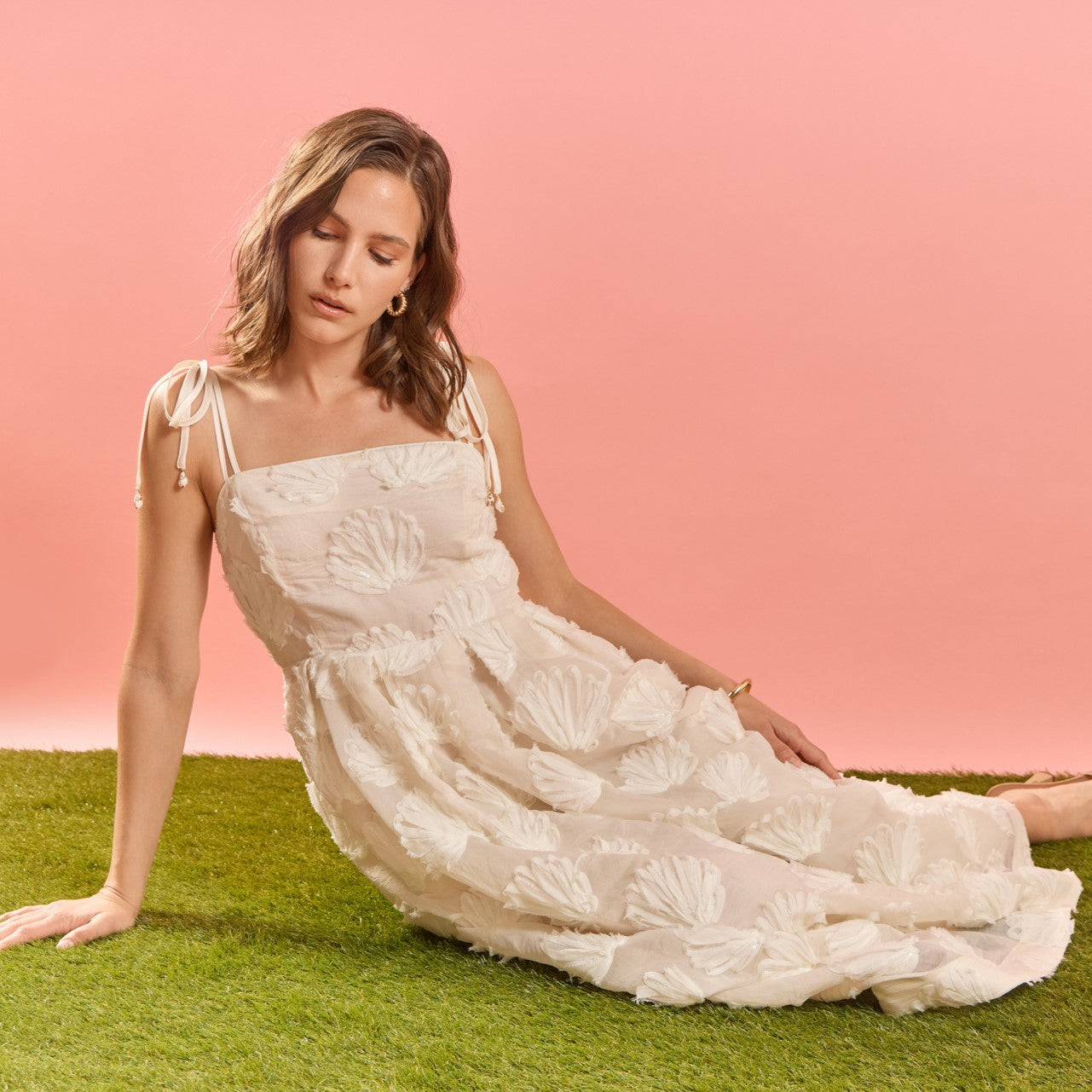 ENGLISH FACTORY - Embroidered Shell Sleeveless Midi Dress - DRESSES available at Objectrare