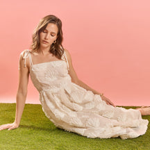 ENGLISH FACTORY - Embroidered Shell Sleeveless Midi Dress - DRESSES available at Objectrare